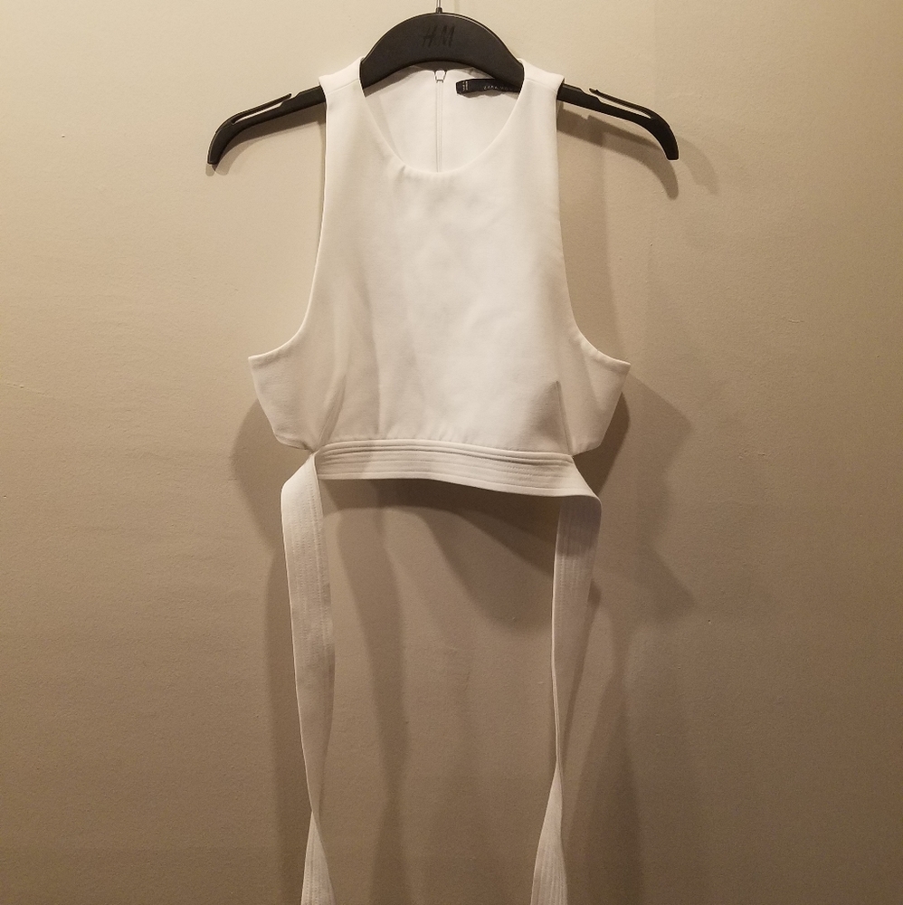 Zara White Crop Top with Back Tie